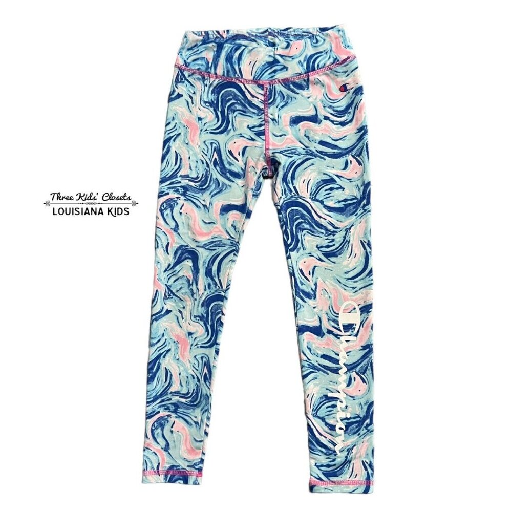 Champion Sz 6/7 Pink & Blue Marble Leggings